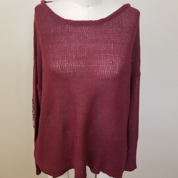 Tobi lightweight burgandy sweater Glam Elbow M/L - Picture 4 of 7